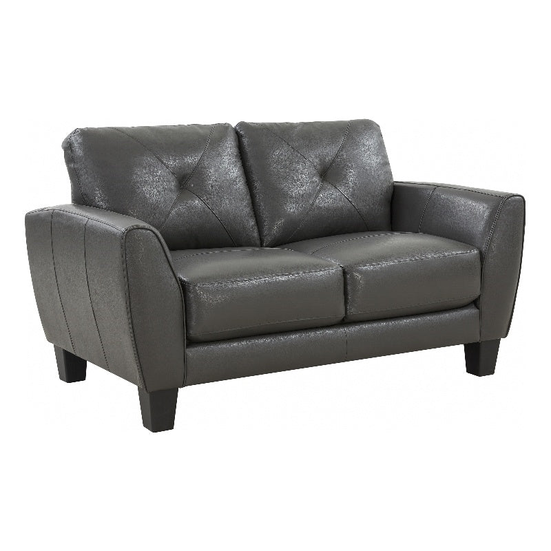 Gray Top Grain Leather Loveseat J508439