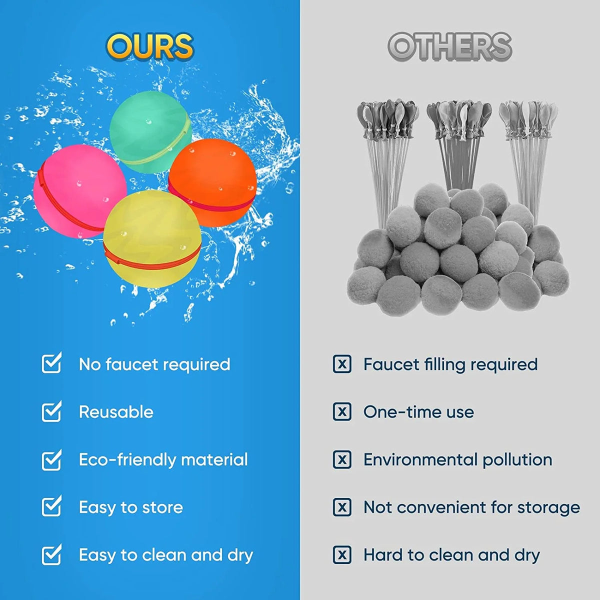 6 pcs Reusable Water Balloons for Kids L65819