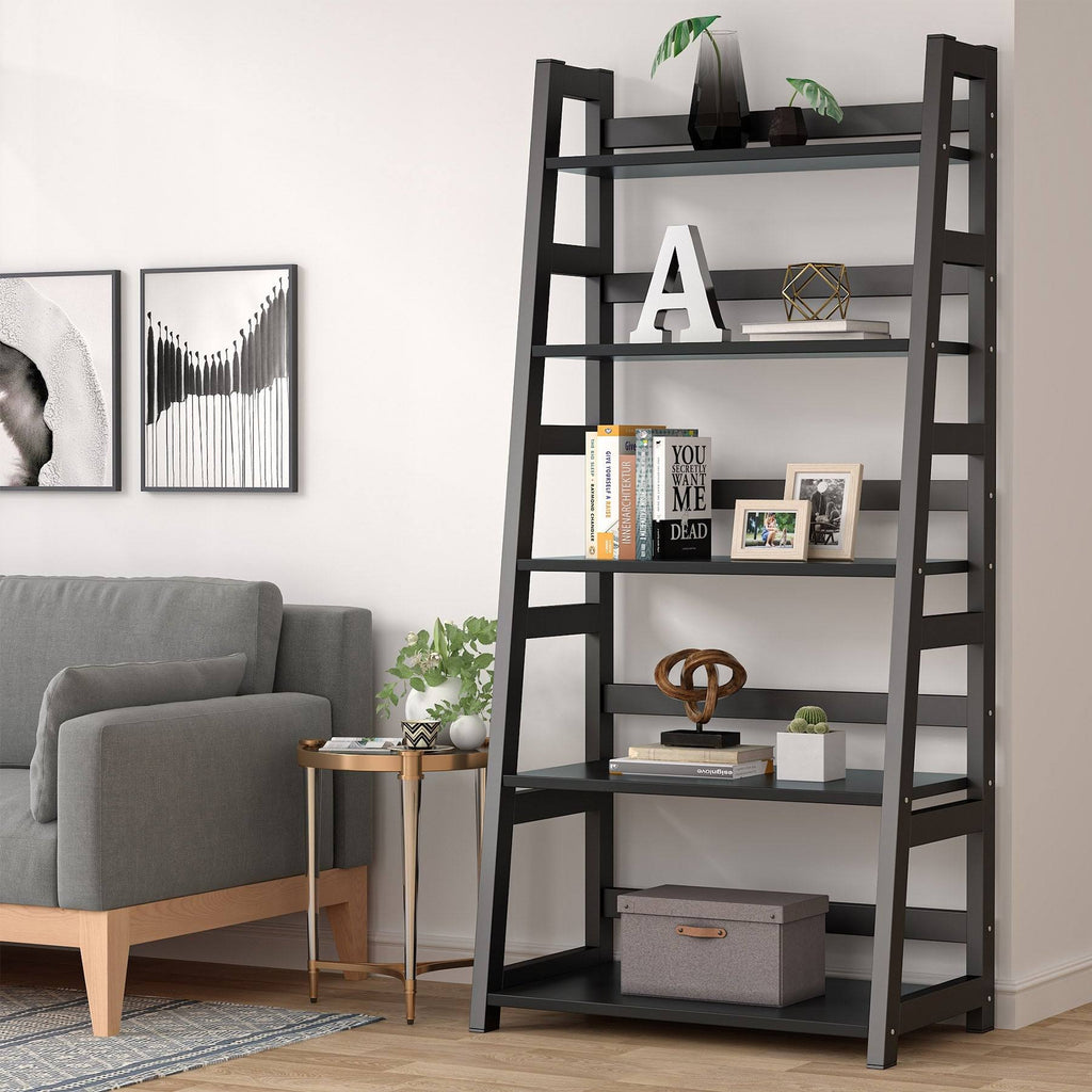 5-Tier Ladder Bookshelf Bookcase Brown U32035