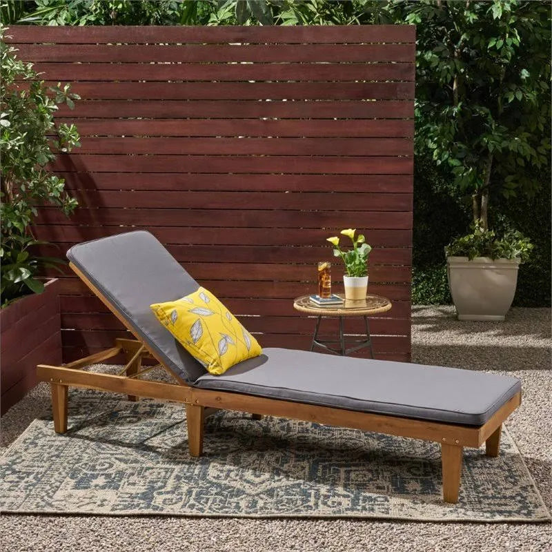 Teak and Gray Acacia Wood Chaise Lounge L6235