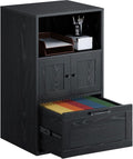 Black File Cabinet with Drawer and Storage Shelf V590