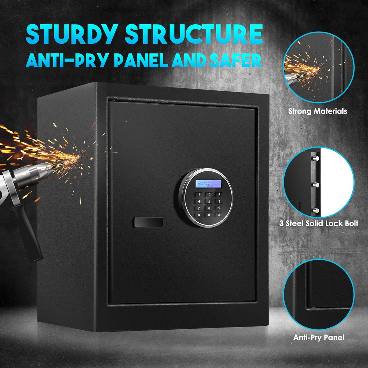 1.72 Cub Fireproof Waterproof Combination Lock Safe Box with Keypad V308