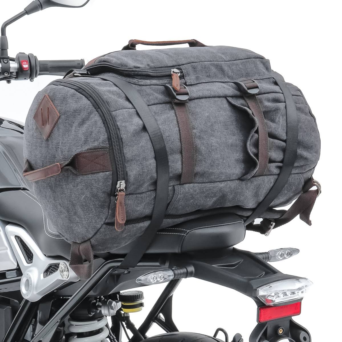 Vintage 30Ltr Motorcycle Tail Bag in Grey W40929