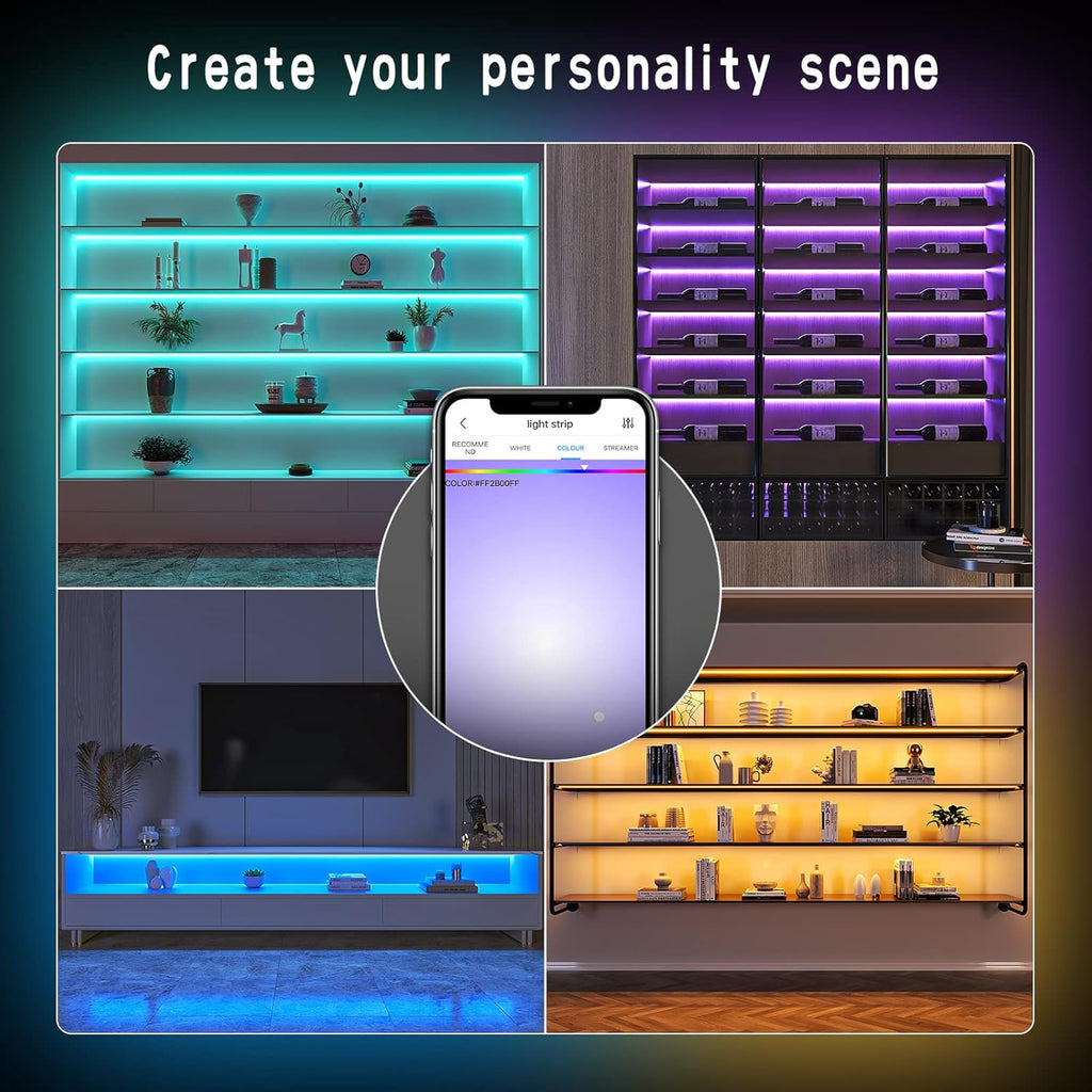 6 Pcs 9.8ft LED Under Cabinet Lighting with App Control J96876