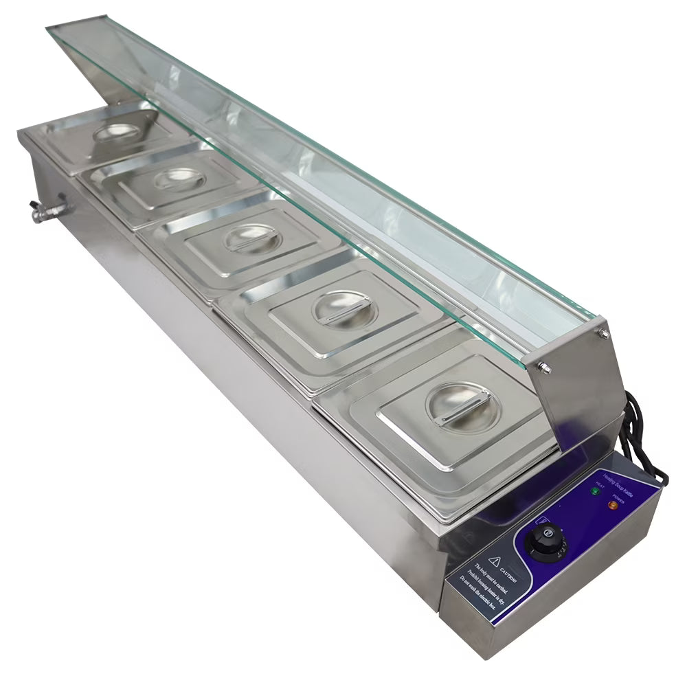 Commercial Canteen Electric Food Warmer 5 Pots Plus Deep D712148