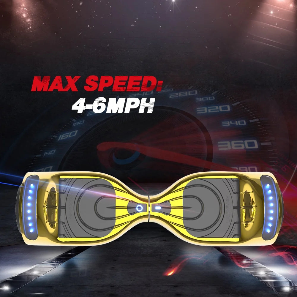 Chrome Gold Self Balancing Electric Scooter Hoverboard with Bluetooth Speaker A208331