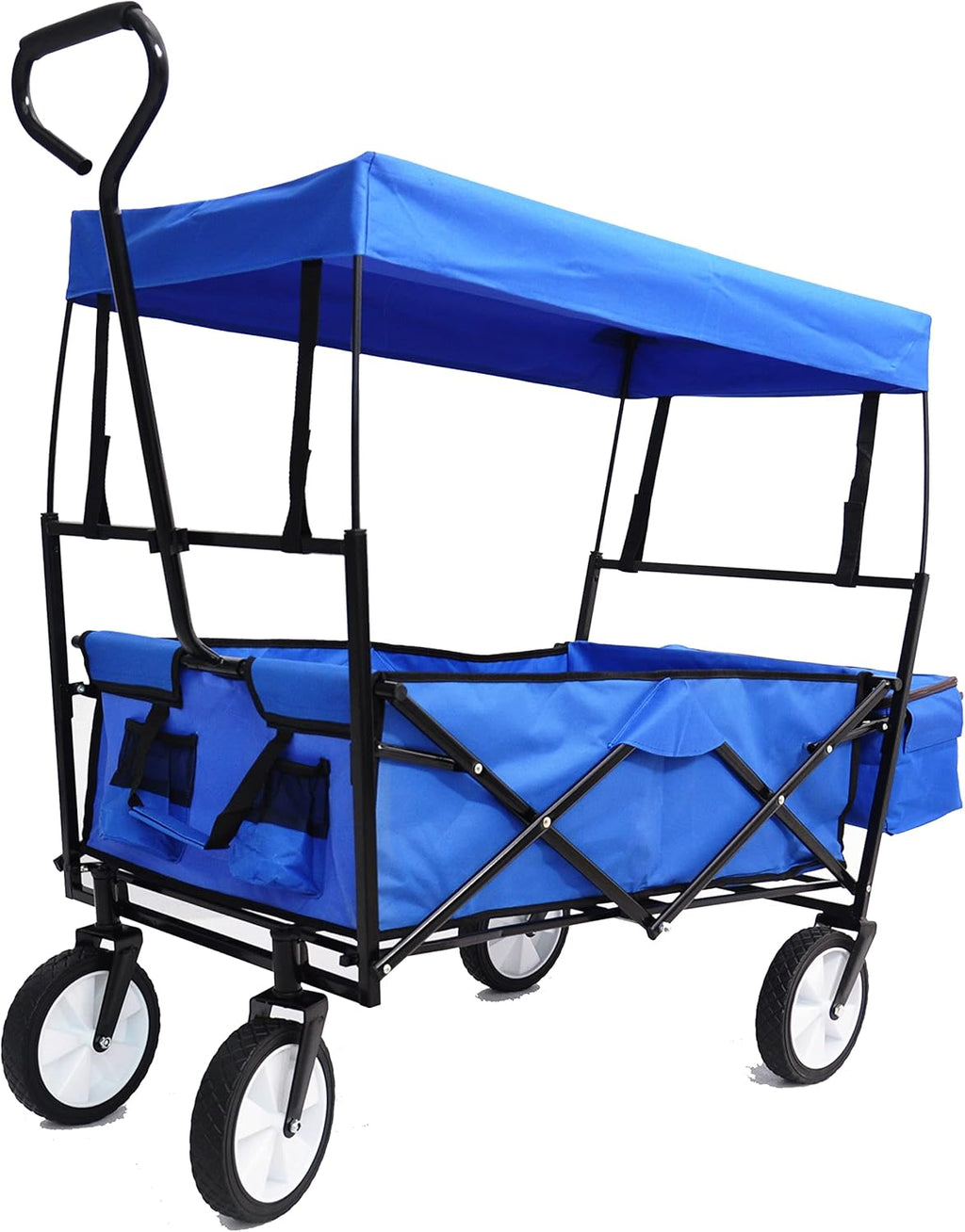 Blue Heavy Duty Collapsible Utility Wagon Cart with Cup Holder C30903