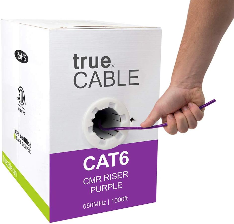 1000ft Purple 23AWG 4 Pair Solid Bare Copper Bulk Ethernet Cable R2195