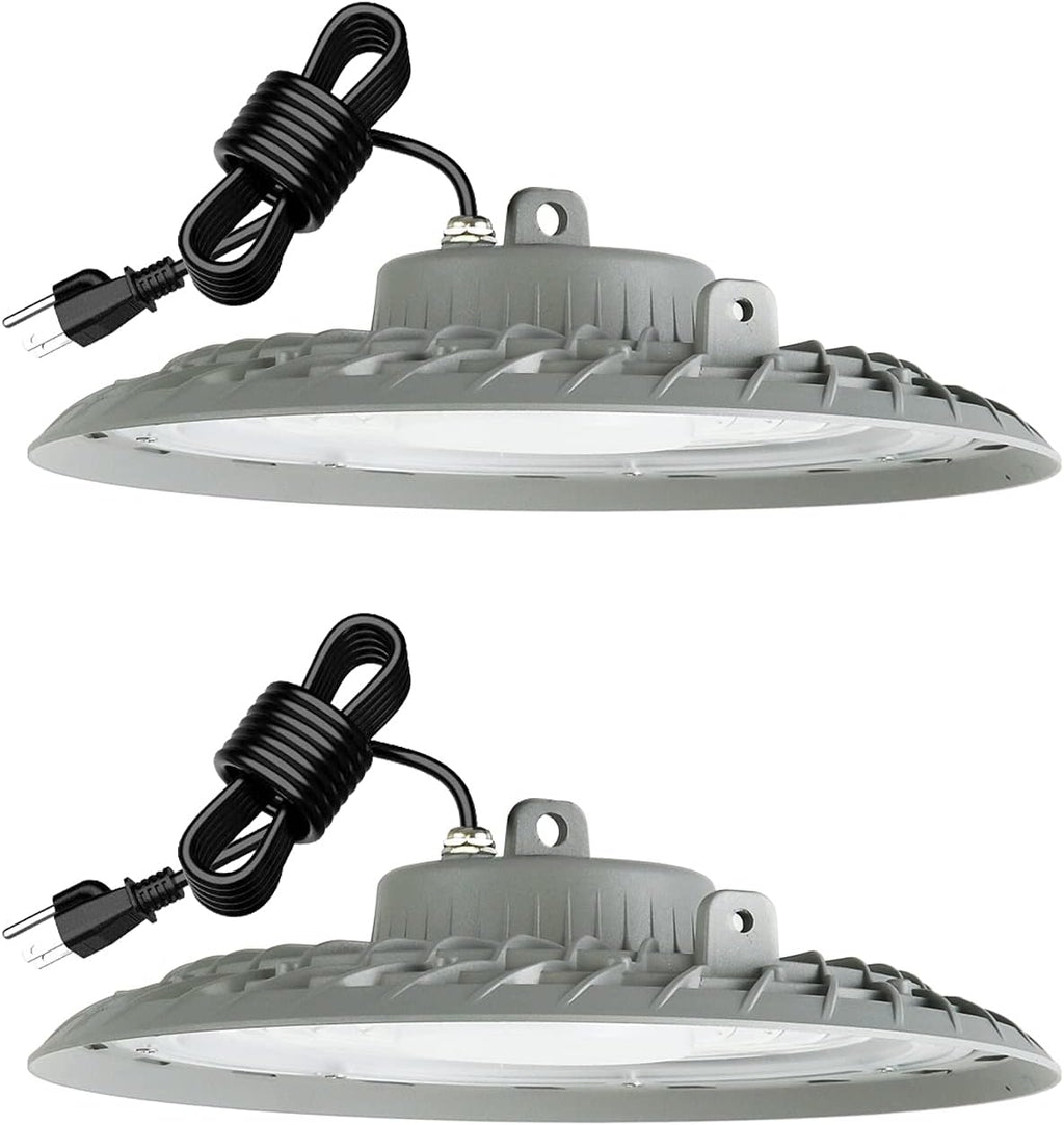 2 Pack 200W LED High Bay Lights, 28,000 LM, 5000K Daylight, IP65, 5ft Cable with US Plug J249