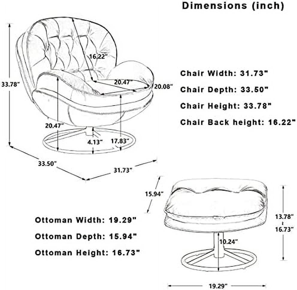 Velvet Swivel Accent Chair with Ottoman Set Y9532