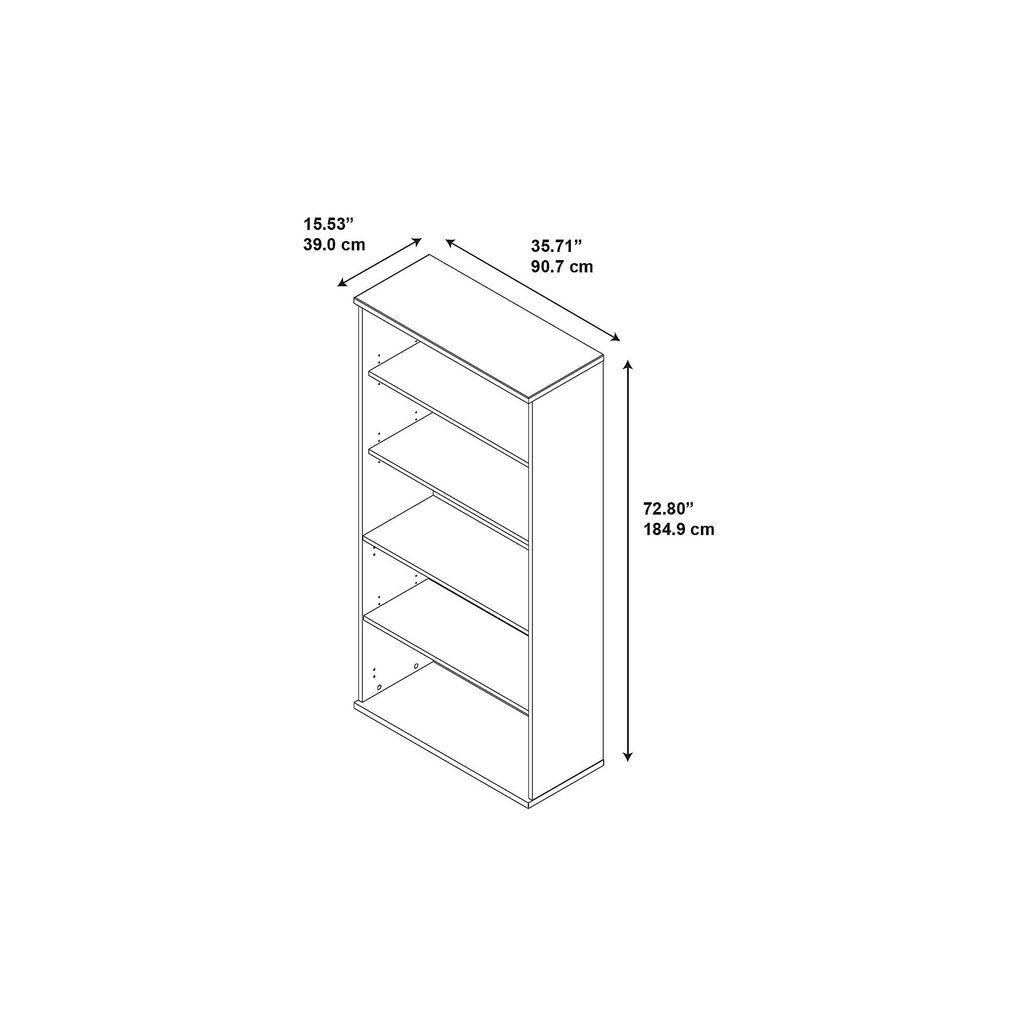 Storm Gray 5 Shelf Wood Composite Bookcase H993