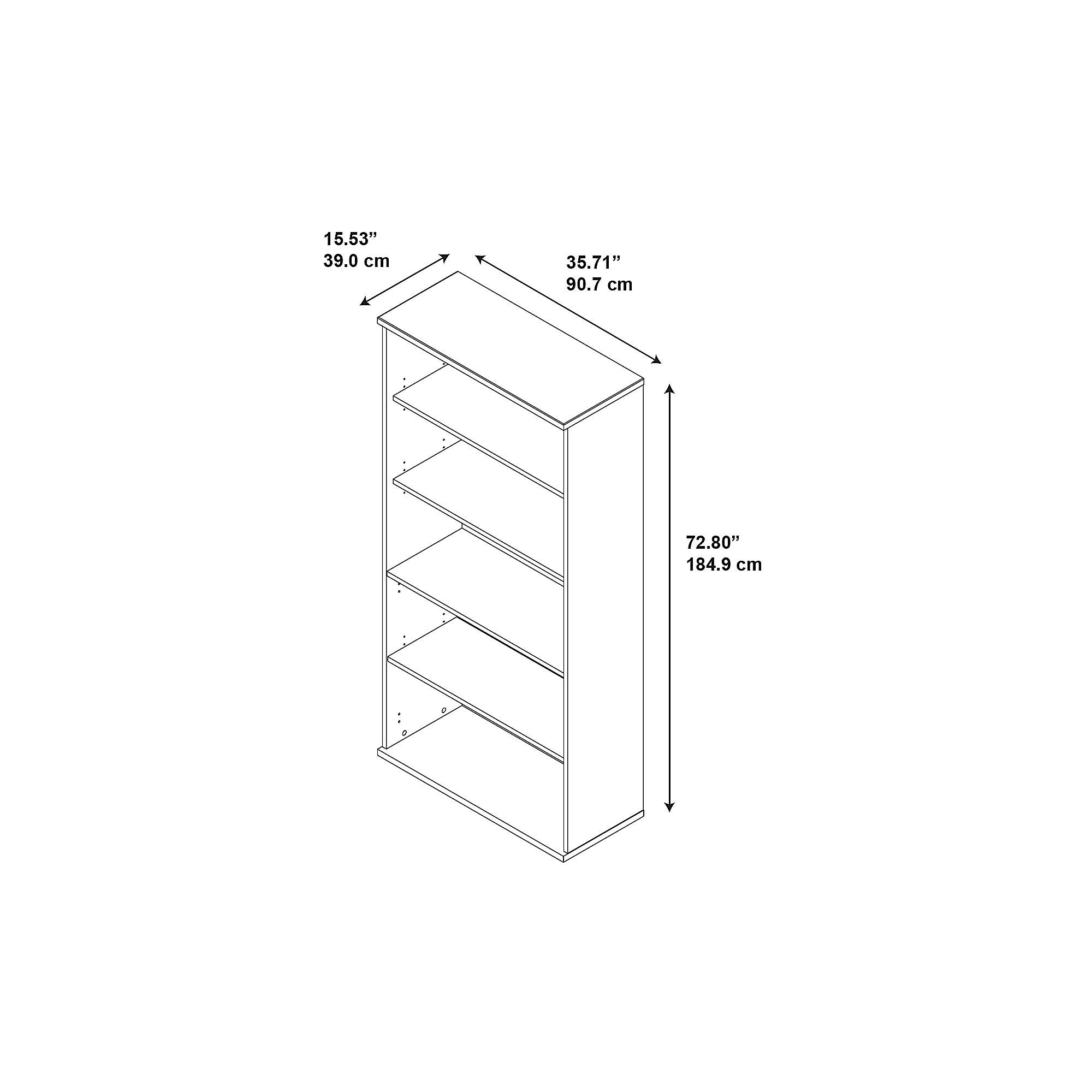 Storm Gray 5 Shelf Wood Composite Bookcase H993