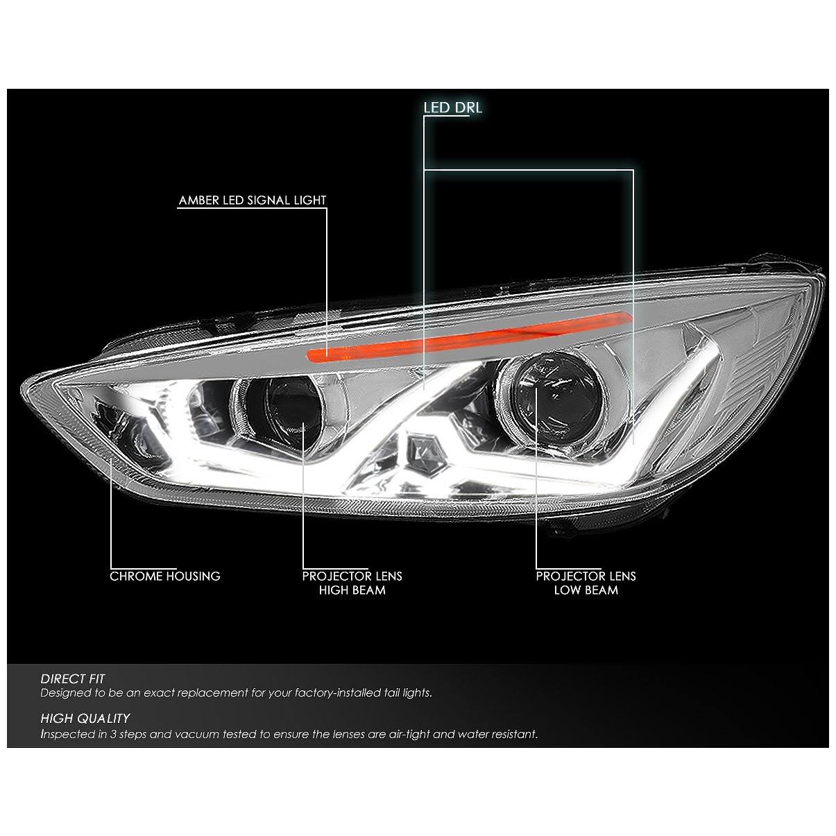 Chrome Housing Amber Corner Projector Headlight M75740