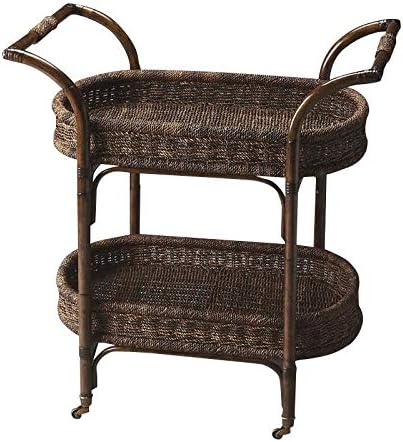 Medium Brown Rattan Bar Cart Z618