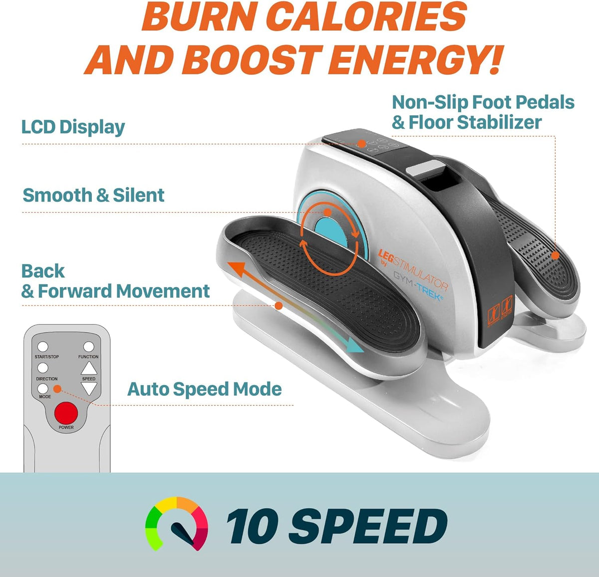 Portable Electric Pedal Exerciser with Remote Control and LCD Monitor Z48856