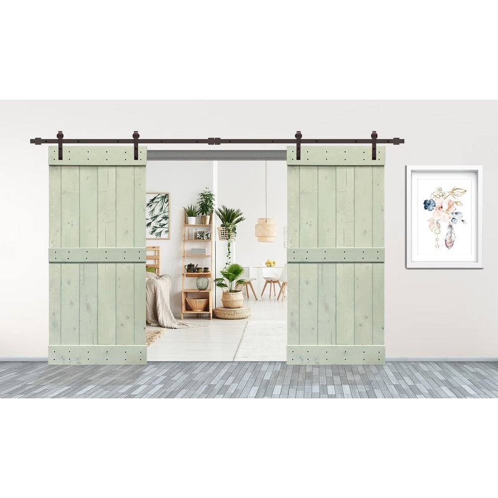 Sage Green Double Barn Door with Hardware Kit V8560