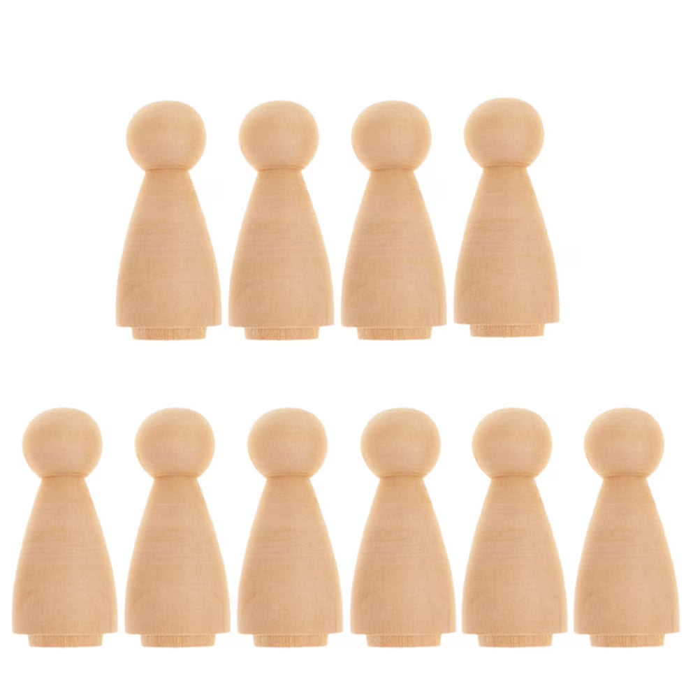 10 Pcs Wooden Bamboo Peg Dolls to Paint S825