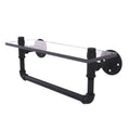 Matte Black Glass Shelf with Towel Bar T77528