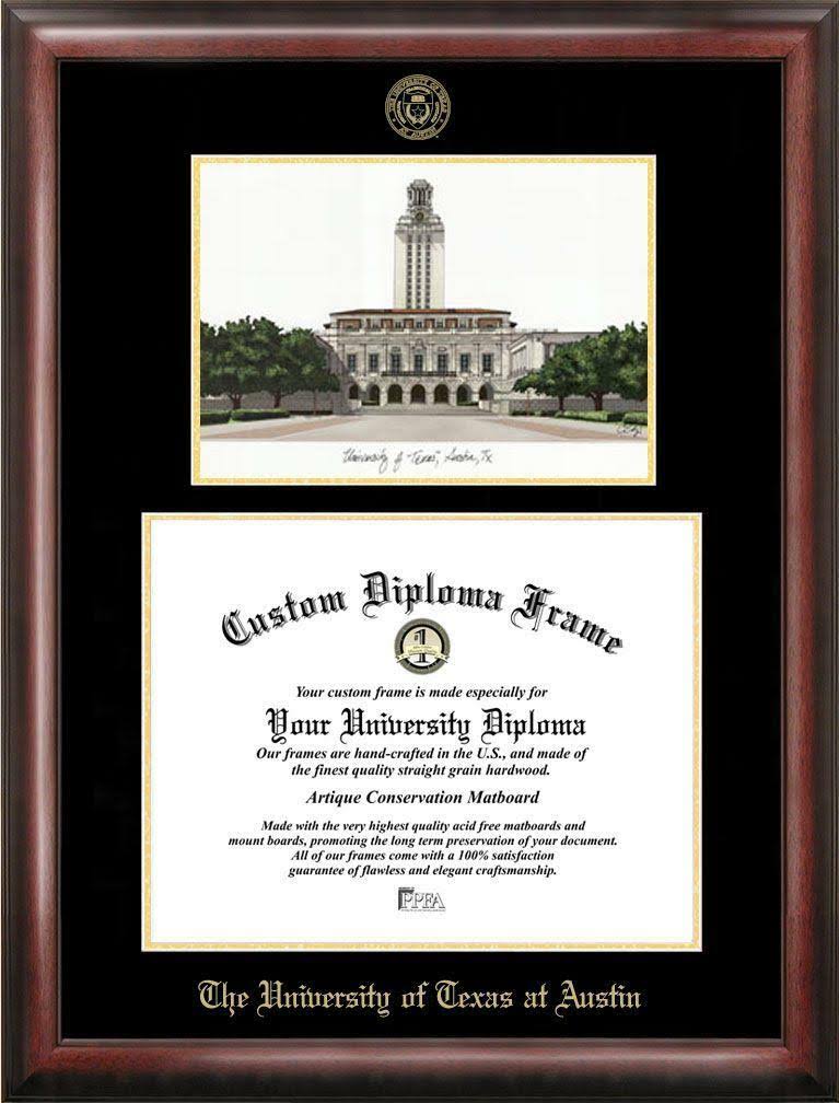 Gold Embossed Diploma Frame with Campus Images Lithograph L6248