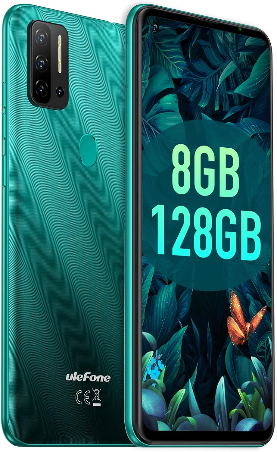 Black 6.55" HD+ 48MP AI Quad Camera Android 11 Octa-Core 8GB + 128GB 4500mAh Unlocked Smartphone O79298