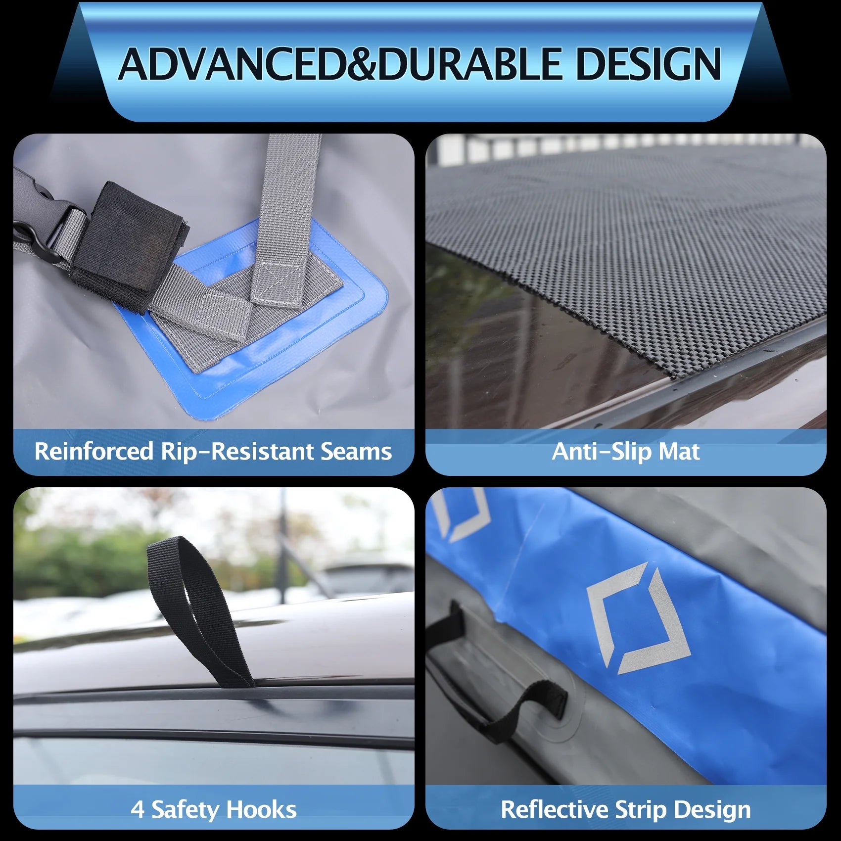 Rooftop Cargo Carrier Bag, 21 Cubic Feet Heavy Duty Waterproof Car Bag, 8 Door Hooks, Storage Bag B394