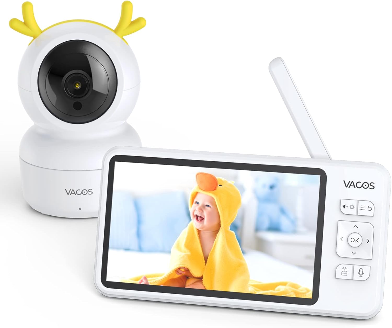 Baby Monitor with Camera and Audio, 720P 5 HD Display, Night Vision, 1000ft Range P18168