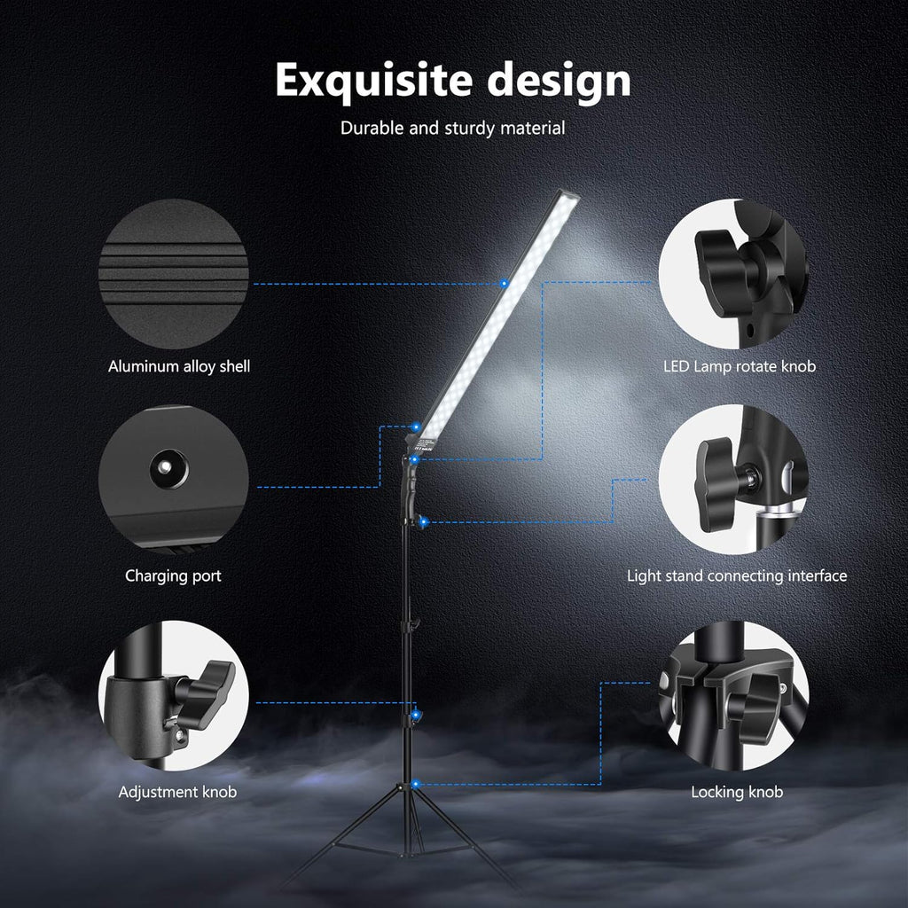 2-Pack Dimmable 5500K LED Video Light Stick Kit with 79-inch Light Stand P97991