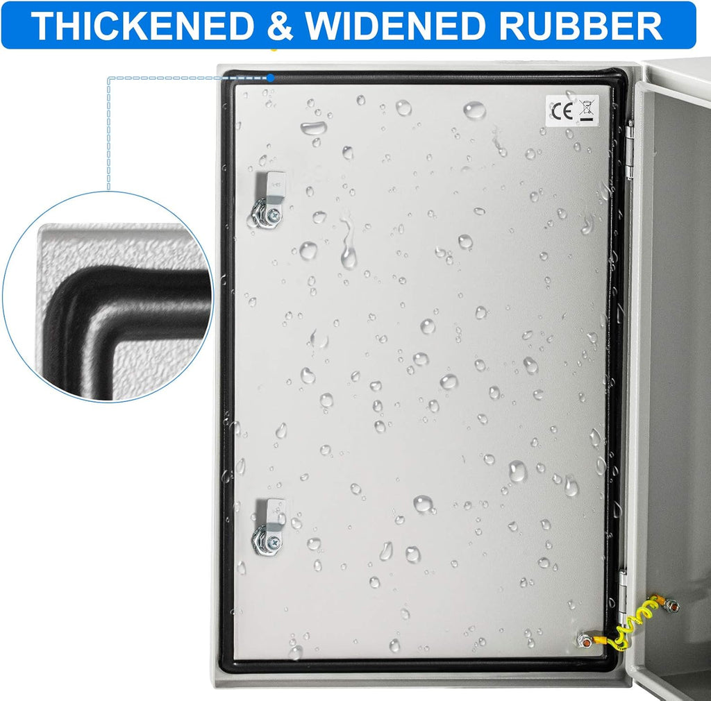 Steel Electrical Enclosure Box, 24'' x 16'' x 12'', IP65 Weatherproof Metal Box with Mounting Plate T252113