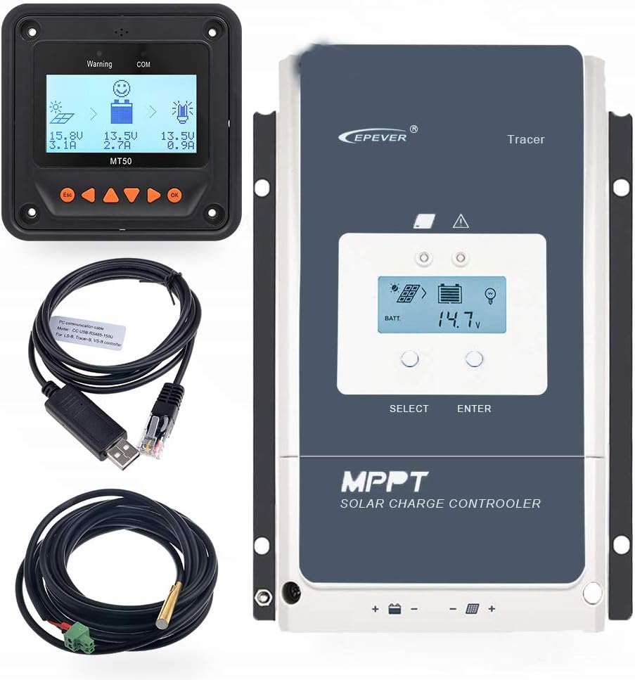 80A MPPT Solar Charge Controller with MT50 Remote Meter & Temperature Sensor K5529