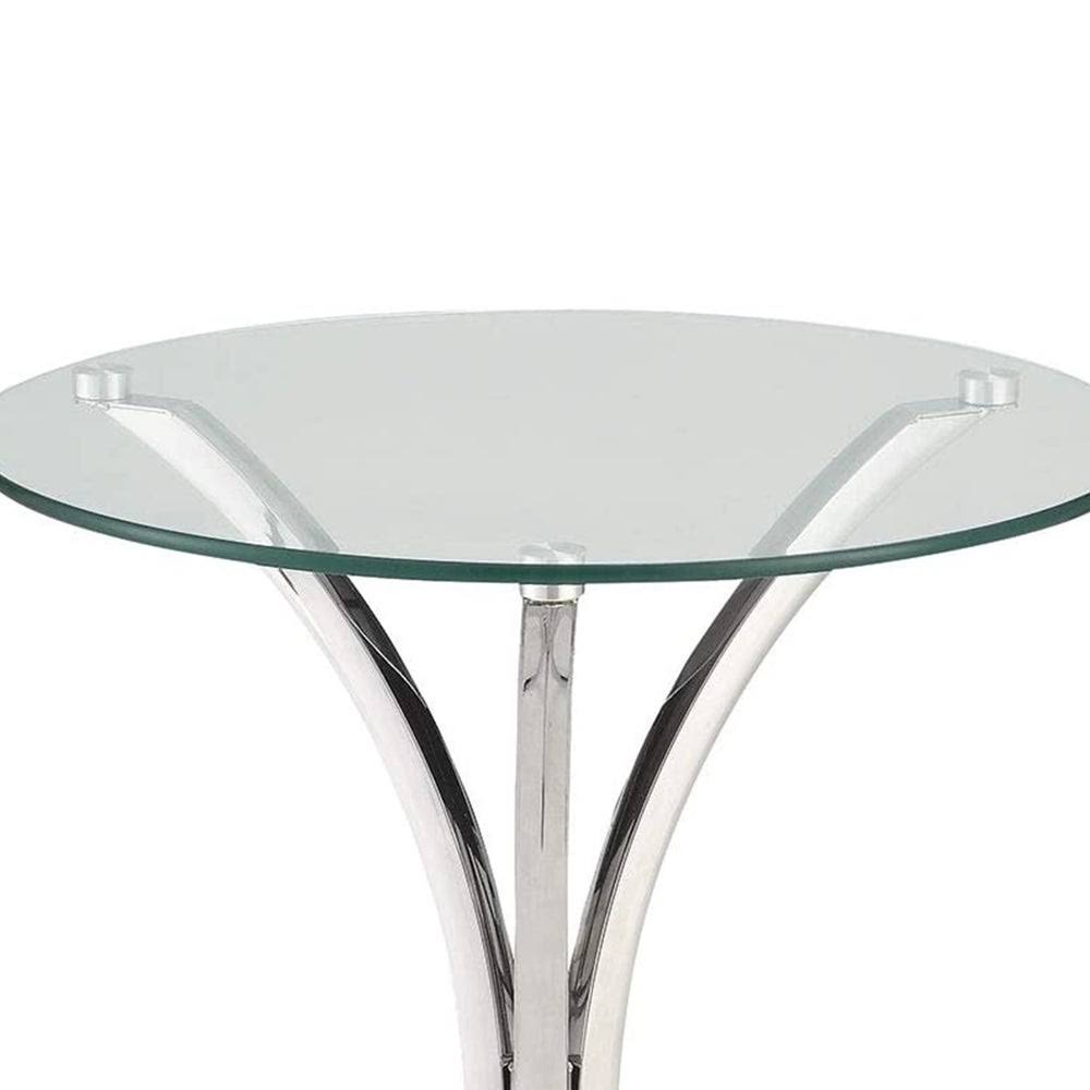 Metal Accent Table with Glass Top, Silver and Clear M420540