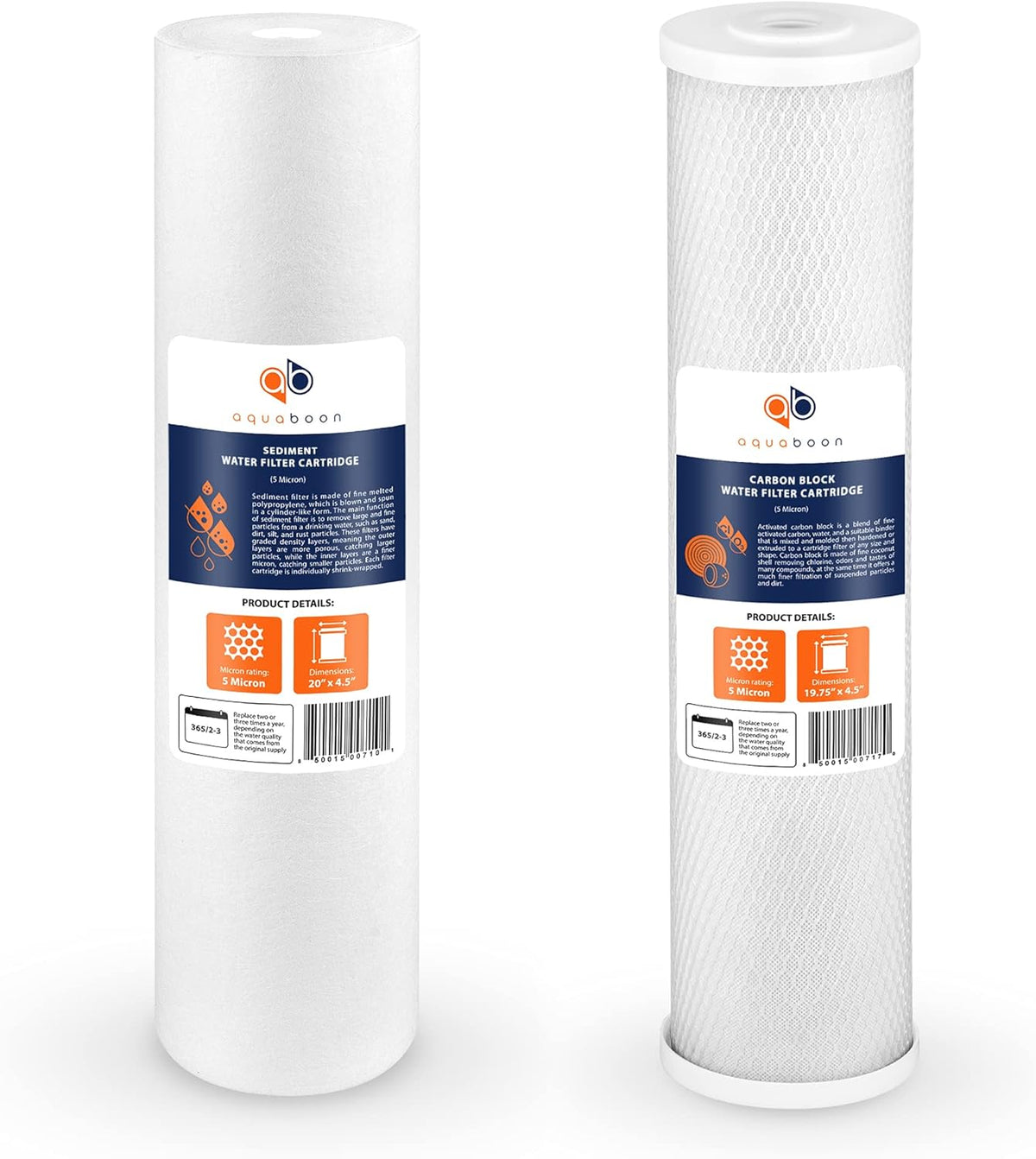 5 Micron 20 x 4.5 Carbon Block & Sediment Replacement Filter Cartridges Set H591306