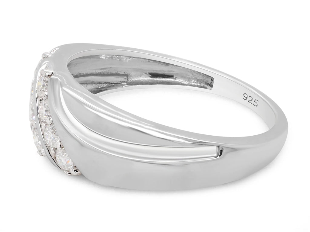 14K White Gold Over Sterling Silver Mens Wedding Band Ring X331750