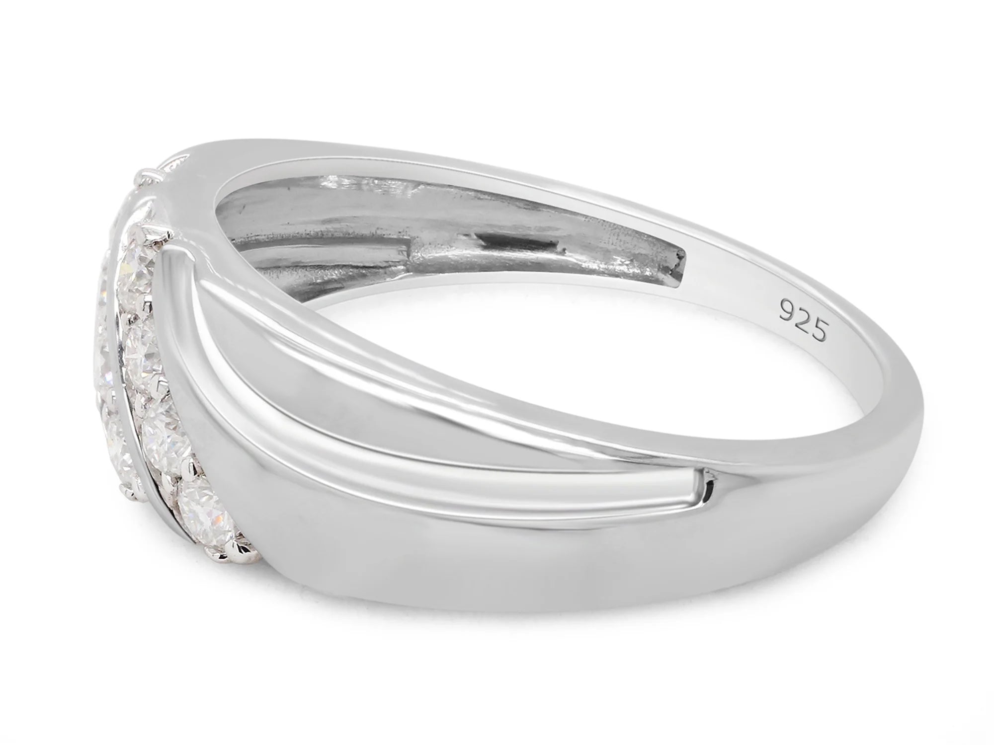 14K White Gold Over Sterling Silver Mens Wedding Band Ring X331750