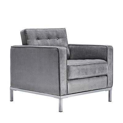 Gray Velvet Sofa with Stainless Steel Feet B399905