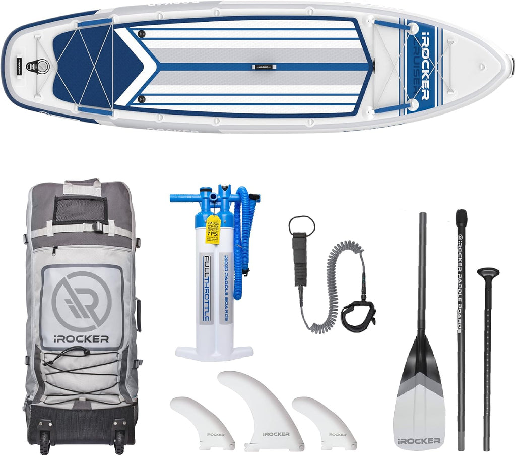 Inflatable Stand Up Paddle Board 10'6 x 33 x 6 with Roller Bag, Carbon Paddle, Pump, Leash, Fins & Repair Kit I4139