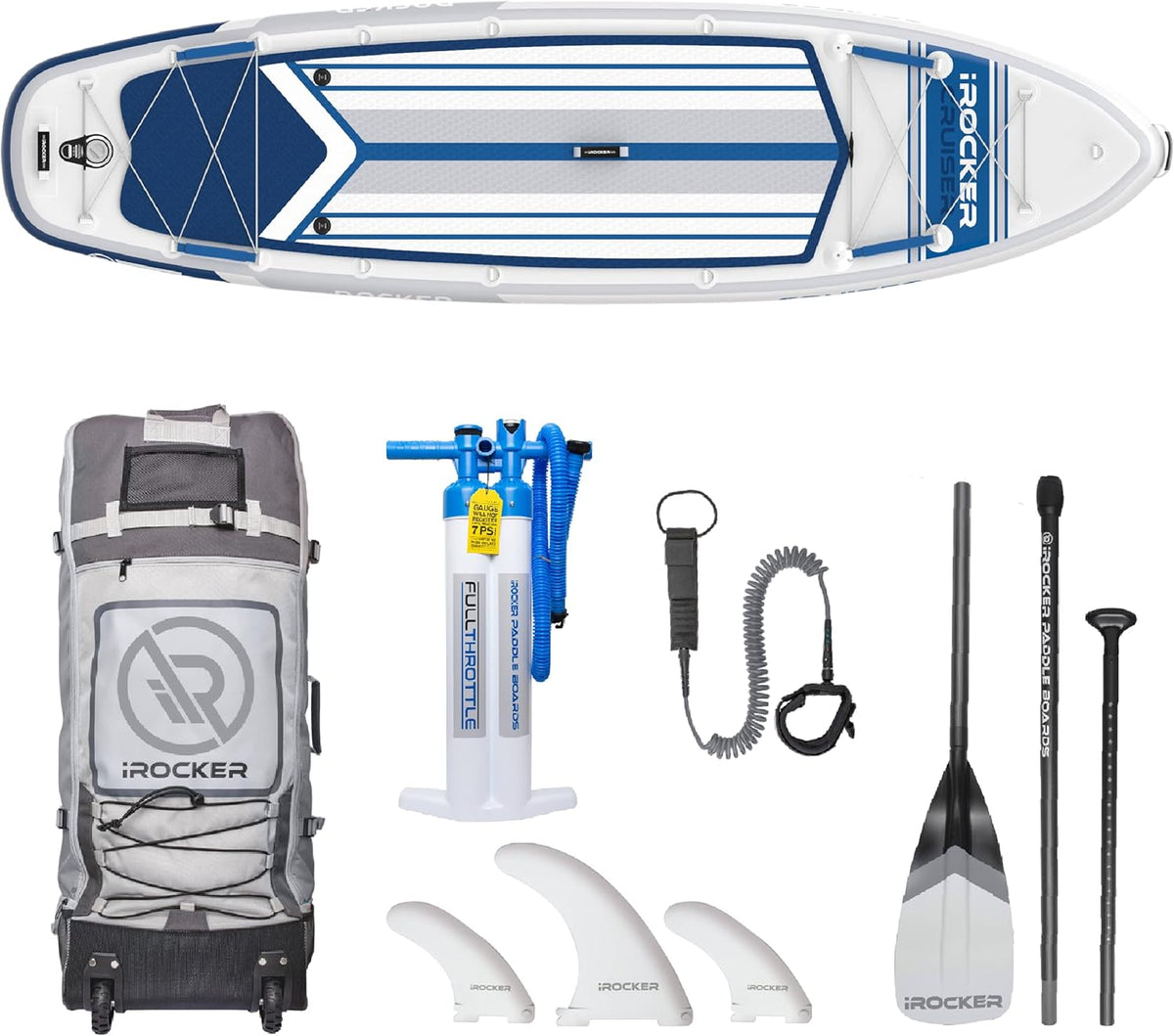 Inflatable Stand Up Paddle Board 10'6 x 33 x 6 with Roller Bag, Carbon Paddle, Pump, Leash, Fins & Repair Kit I4139