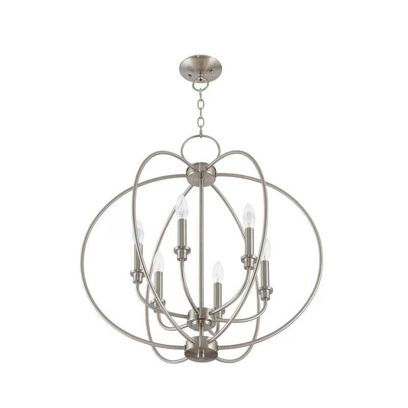 6-Light Globe Chandelier Brushed Nickel T741208