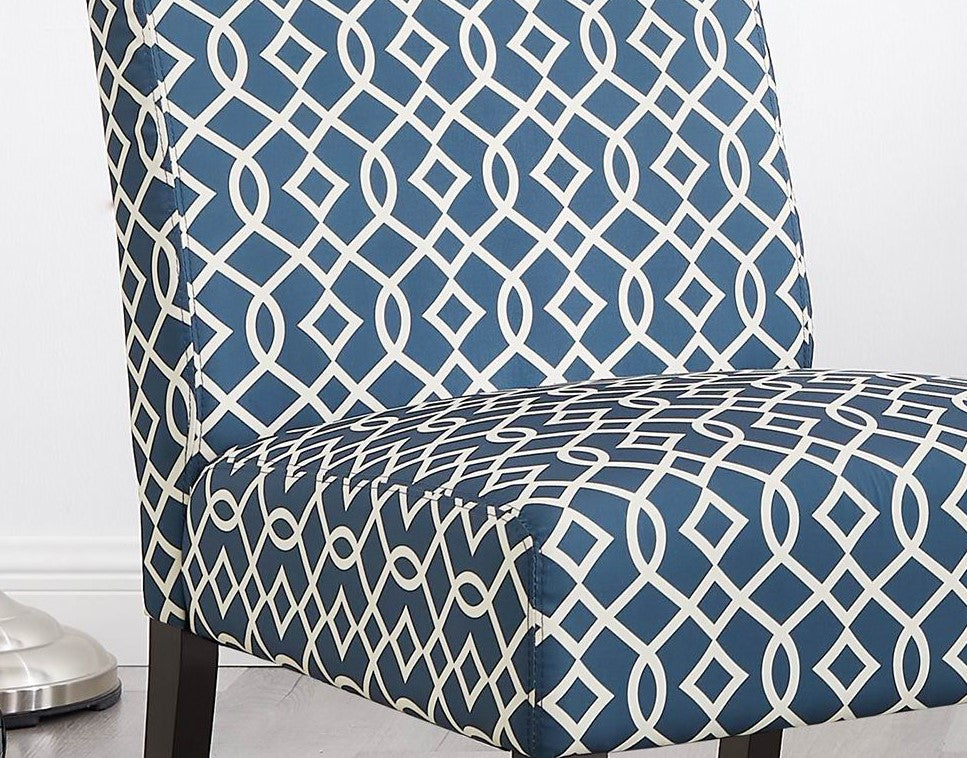 Blue Fabric 3pc Side Table and 2 Chairs Set R559