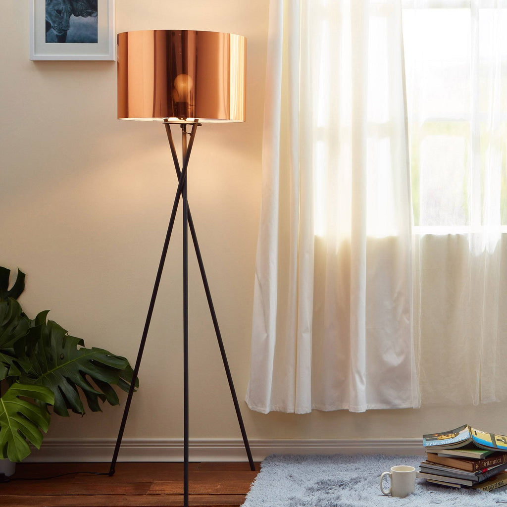 Tripod Floor Lamp with Copper Shade H579