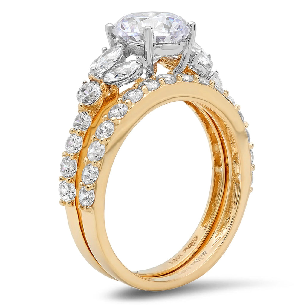 18K Yellow White Gold Engagement Ring with Genuine Cultured Diamond N961740