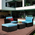 4-Piece Rattan Wicker Sectional Cushioned Sofa Set with 1 Red Pillow L5852