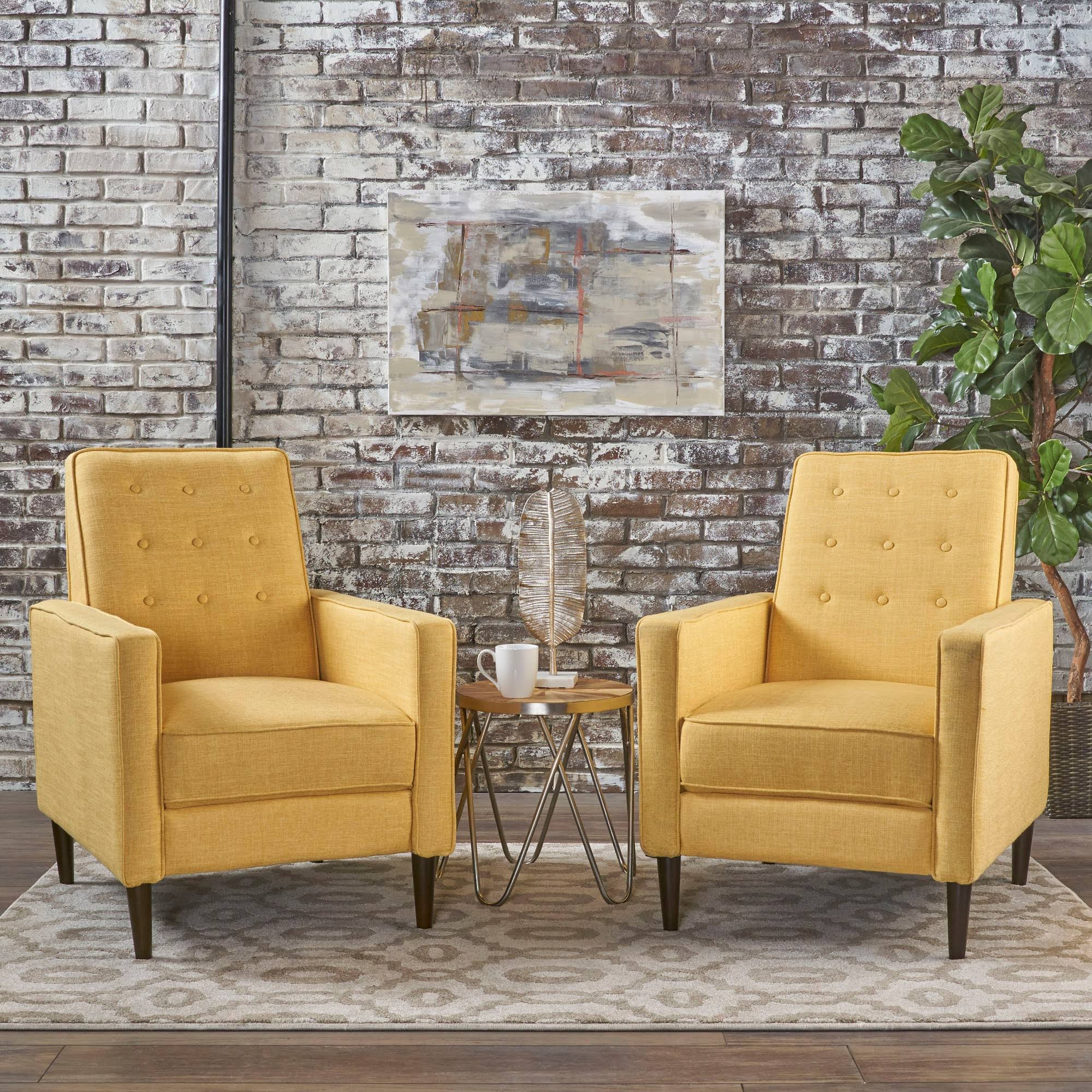 Set of 2 Mid-Century Recliner Muted Yellow Z784