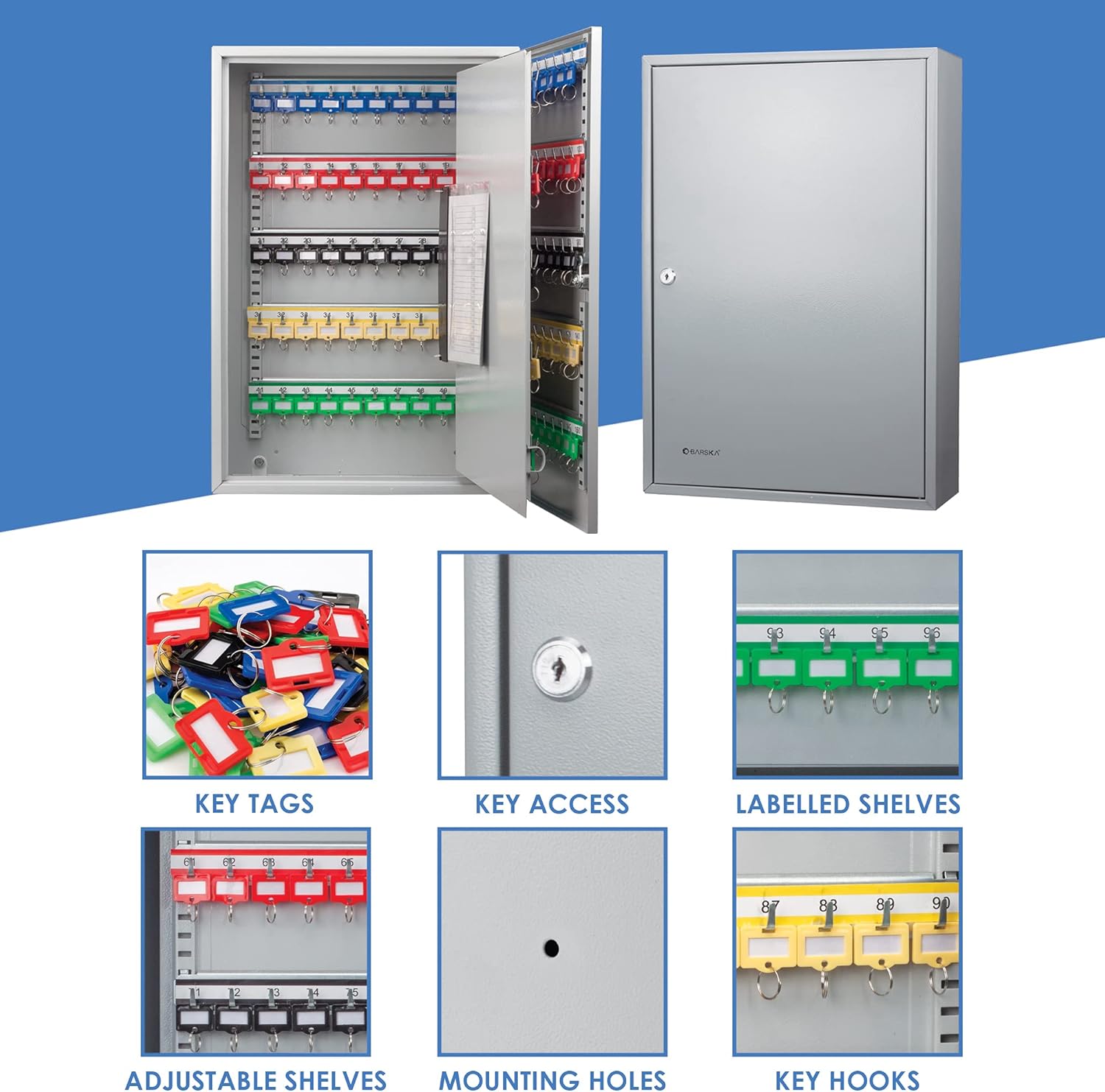 Key Cabinet Lock Box Grey, 14.75 x 5.5 x 21.75 W432030