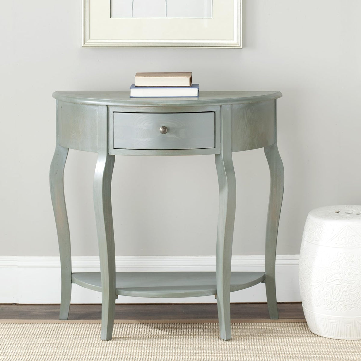 French Grey Demilune Console Table J75528