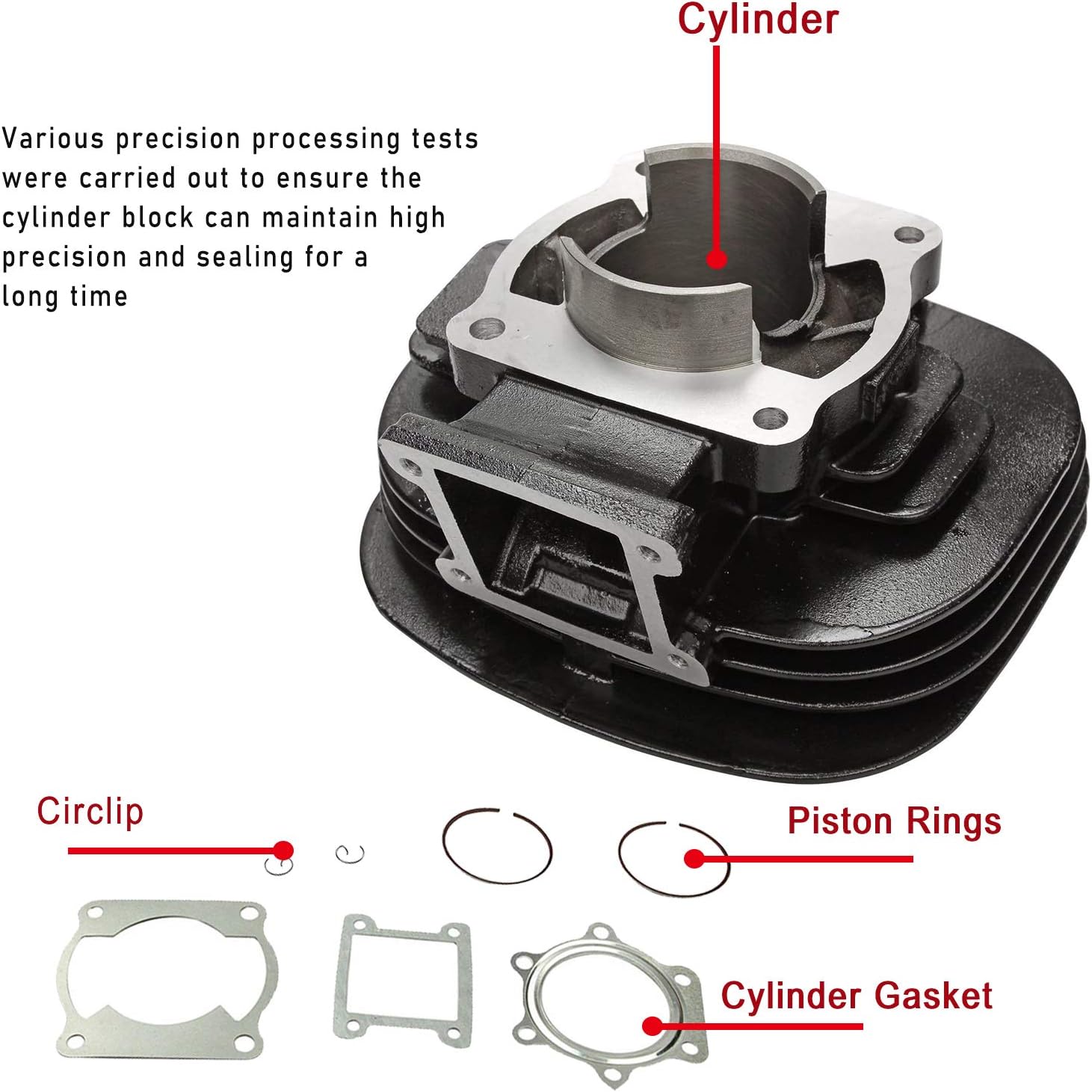 Cylinder Carburetor Piston Gasket Top End Kit Set Rebuild Kit Compatible with Yamaha Blaster 200 YFS200 1988-2006 B515