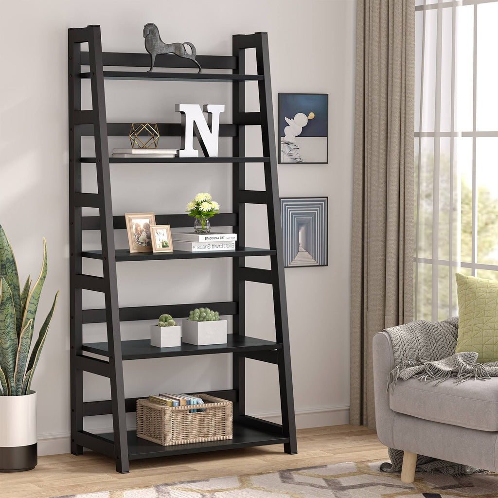 5-Tier Ladder Bookshelf Bookcase Brown U32035