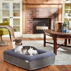 Orthopedic Rectangular Bolster Cat Dog Bed, Gray, Medium C962215