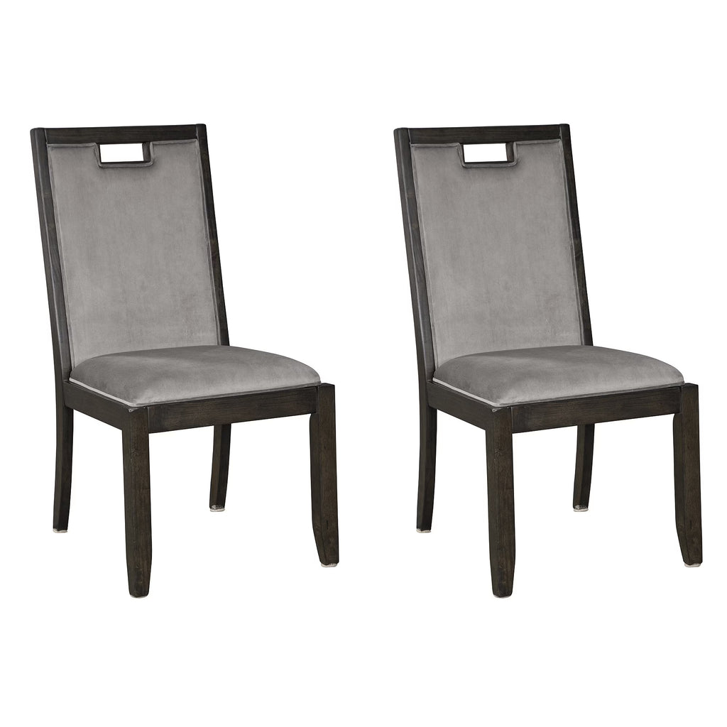 Upholstered Dining Room Chair, Set of 2, Dark Brown & Gray H291742
