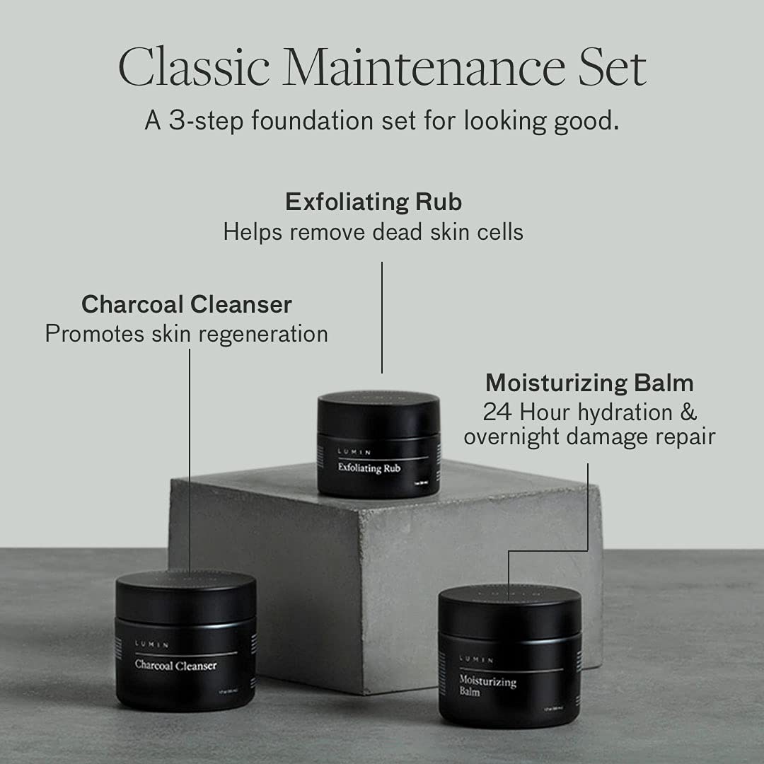 Charcoal Face Wash, Moisturizer, Exfoliating Rub Skin Care Kit F346923