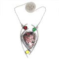 925 Silver Leopard Jasper Gemstone Necklace 20 in Z60579
